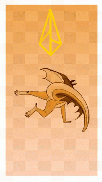 A Drawing Of A Dragon With Wings And Horns On A Yellow Background . GIF