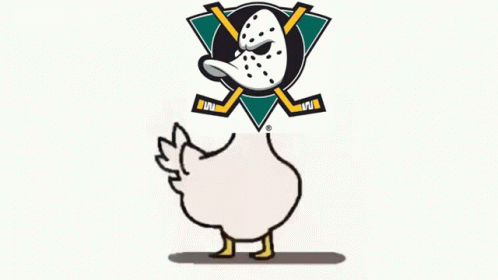 A Drawing Of A Duck With The Anaheim Ducks Logo On Its Head GIF
