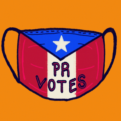 A Drawing Of A Face Mask With The Words Pr Votes Written On It GIF
