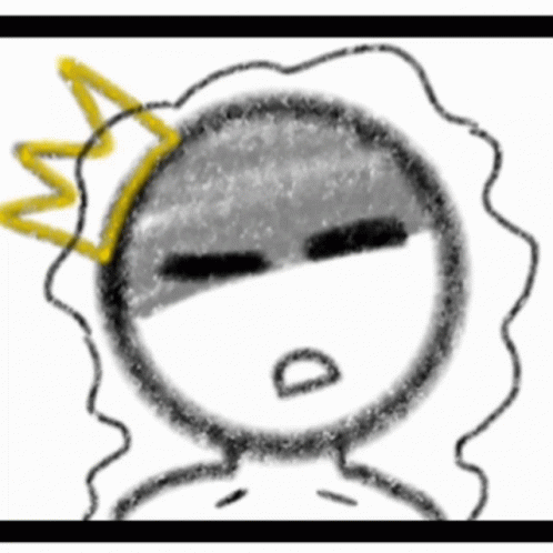 A Drawing Of A Face With A Yellow Crown On Its Head GIF