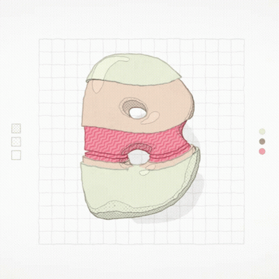 A Drawing Of A Face With Different Layers Of Fabric On It GIF
