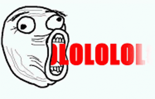 A Drawing Of A Face With The Word Lololol In Red Behind It GIF