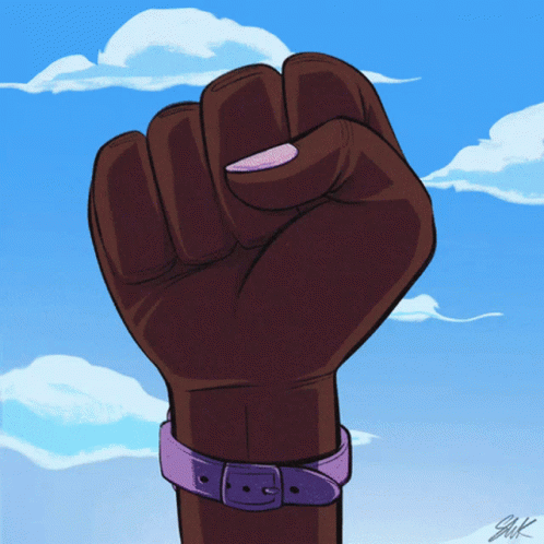 A Drawing Of A Fist With A Purple Bracelet Around It GIF