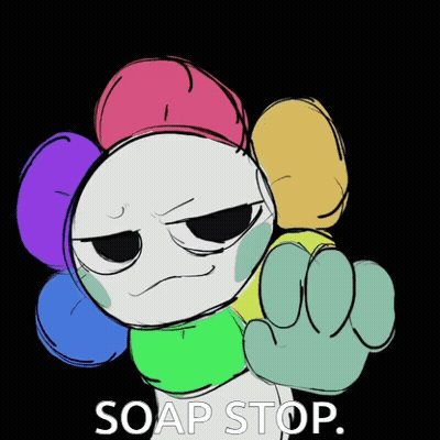 A Drawing Of A Flower With The Words Soap Stop Written Below It GIF