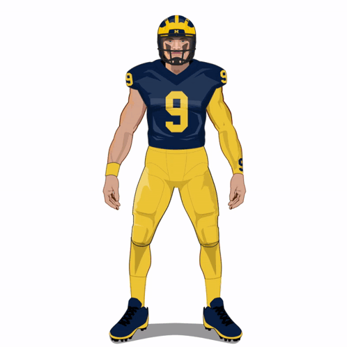 A Drawing Of A Football Player Wearing A Number 9 Jersey GIF