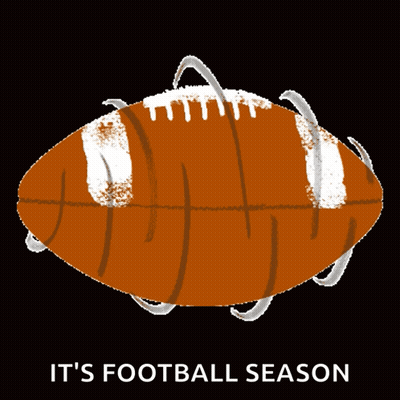 A Drawing Of A Football With The Words " It 'S Football Season " Underneath It GIF