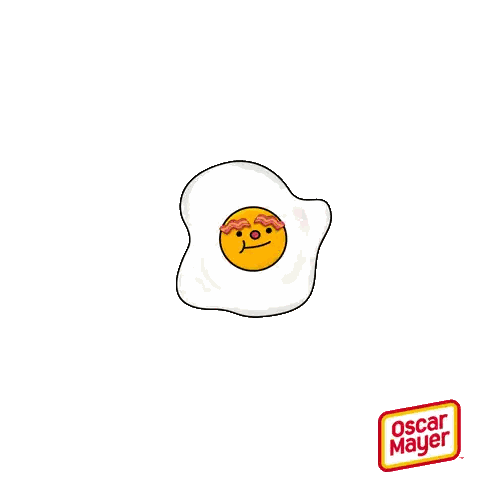 A Drawing Of A Fried Egg With A Smiley Face And Bacon On It Sticker