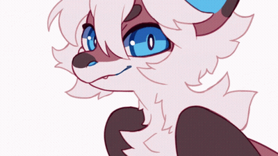 A Drawing Of A Furry Animal With Blue Eyes And A White Background GIF