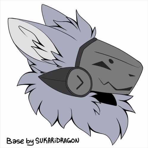 A Drawing Of A Furry Head With Headphones And The Words Base By Sukaridragon Below It GIF
