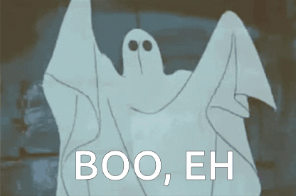 A Drawing Of A Ghost With The Words Boo Eh Written Below It GIF