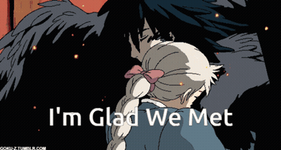 A Drawing Of A Girl And A Boy With The Words I 'M Glad We Met Below Them GIF