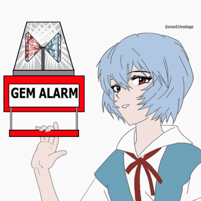 A Drawing Of A Girl Holding A Red Sign That Says Gem Alarm GIF