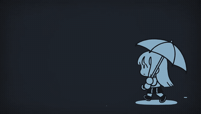 A Drawing Of A Girl Holding An Umbrella In The Dark GIF