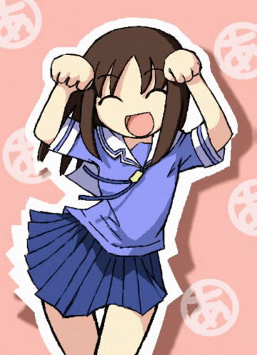 A Drawing Of A Girl In A Blue Shirt And Skirt GIF