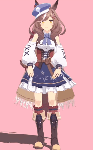 A Drawing Of A Girl In A Dress With A Fox Tail GIF