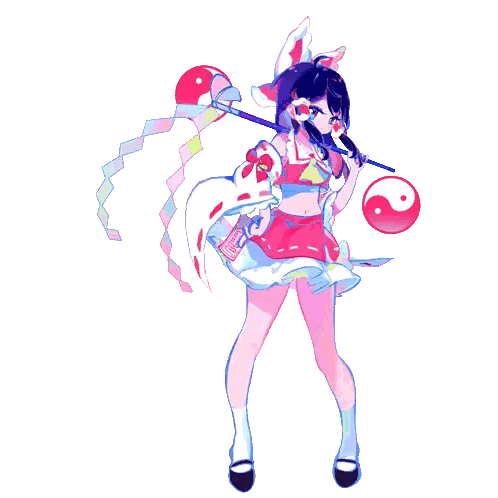 A Drawing Of A Girl In A Kimono Holding A Cane Sticker