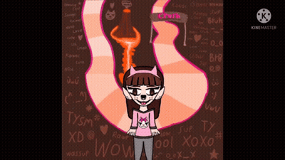 A Drawing Of A Girl In A Pink Shirt With The Word Wow On It GIF