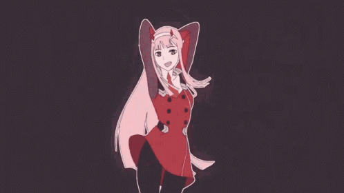 A Drawing Of A Girl In A Red Dress Dancing With A Shadow Of Another Girl . GIF