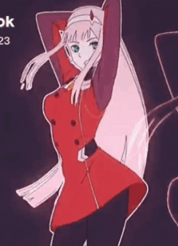 A Drawing Of A Girl In A Red Dress Is Dancing . GIF