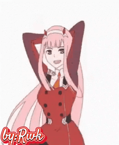 A Drawing Of A Girl In A Red Dress With The Letters Mv On The Bottom GIF