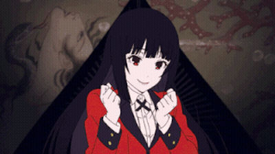 A Drawing Of A Girl In A Red Suit With Black Hair GIF