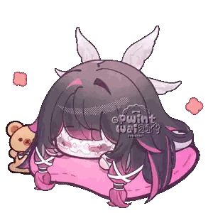 A Drawing Of A Girl Laying On A Pink Pillow With A Teddy Bear Behind Her Sticker