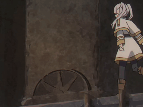 A Drawing Of A Girl Standing On A Fence Next To A Wheel GIF