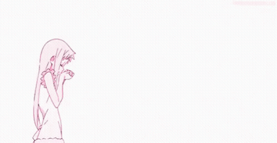 A Drawing Of A Girl Surrounded By Pink Flowers On A White Background GIF