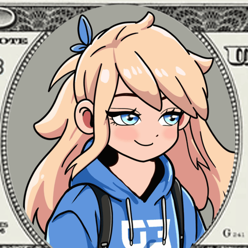 A Drawing Of A Girl Wearing A Blue Hoodie With The Number 23 On It GIF