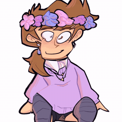 A Drawing Of A Girl Wearing A Flower Crown On Her Head GIF