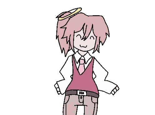 A Drawing Of A Girl Wearing A Pink Vest And Tie Sticker