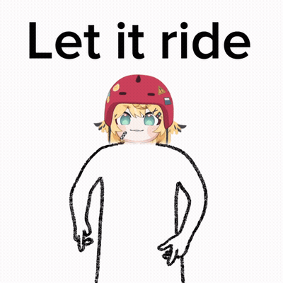 A Drawing Of A Girl Wearing A Red Helmet And The Words Let It Ride GIF