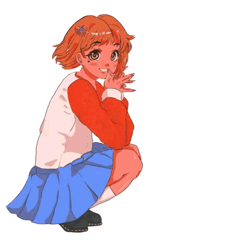 A Drawing Of A Girl Wearing A Red Shirt And Blue Skirt Sticker