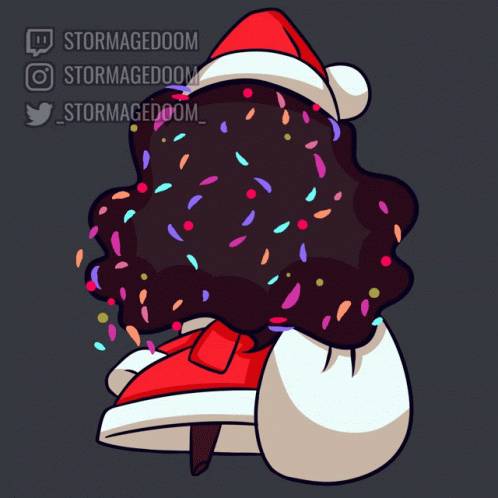 A Drawing Of A Girl Wearing A Santa Hat And Sunglasses GIF
