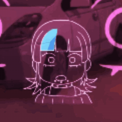 A Drawing Of A Girl With A Blue Stripe On Her Forehead And A Purple Background . GIF