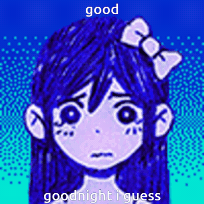 A Drawing Of A Girl With A Bow On Her Head And The Words Good Night I Guess GIF