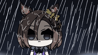 A Drawing Of A Girl With A Bow On Her Head In The Rain GIF