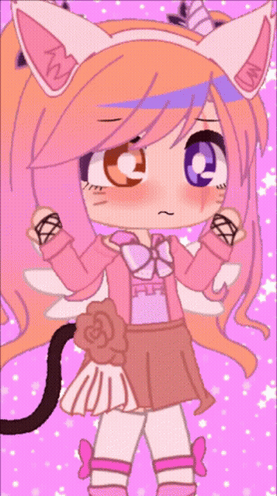A Drawing Of A Girl With A Cat Ear And A Unicorn Horn GIF