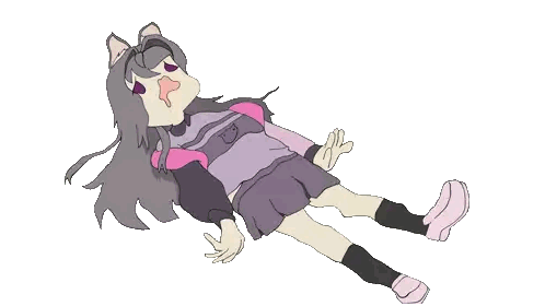 A Drawing Of A Girl With A Cat Ear Laying On The Ground Sticker