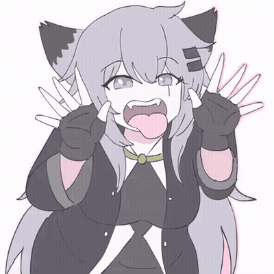 A Drawing Of A Girl With A Cat Ear Making A Funny Face GIF