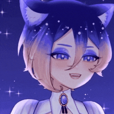 A Drawing Of A Girl With A Cat Ear On Her Head GIF