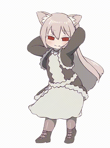 A Drawing Of A Girl With A Cat Ear On Her Head GIF