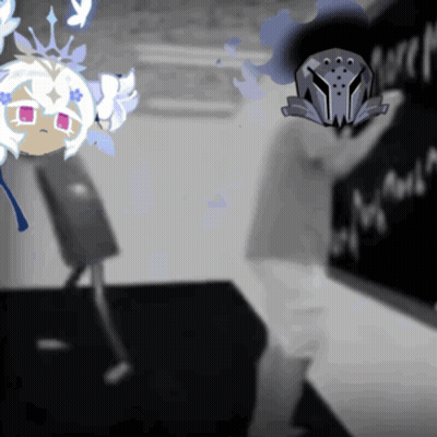 A Drawing Of A Girl With A Crown On Her Head Standing Next To A Man With A Helmet On His Head GIF