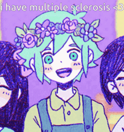 A Drawing Of A Girl With A Flower Crown On Her Head And The Words " I Have Multiple Sclerosis < 3 " GIF