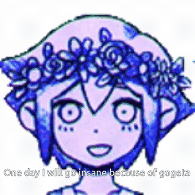 A Drawing Of A Girl With A Flower Crown On Her Head And The Words One Day I Will Go Insane Because Of Gogeta GIF