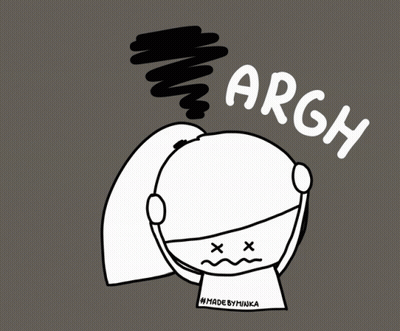 A Drawing Of A Girl With A Ponytail And The Word Argh Above Her Head GIF