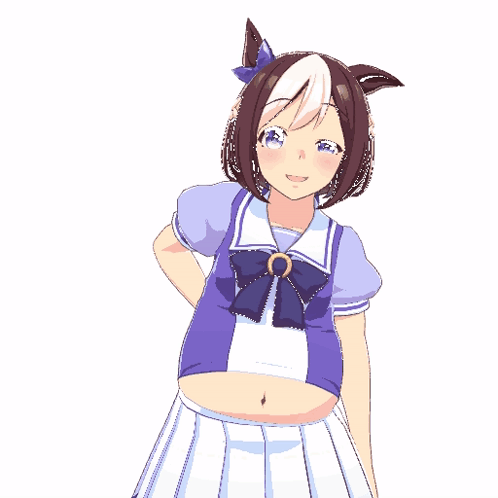 A Drawing Of A Girl With A Purple Shirt And A White Skirt GIF
