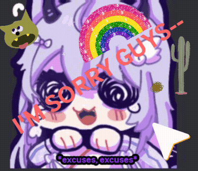 A Drawing Of A Girl With A Rainbow And The Words Sorry Guys GIF