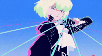 A Drawing Of A Girl With A Sword And A Blue Sky In The Background GIF
