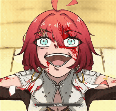A Drawing Of A Girl With Blood On Her Face And The Number 76/10087 Below Her GIF